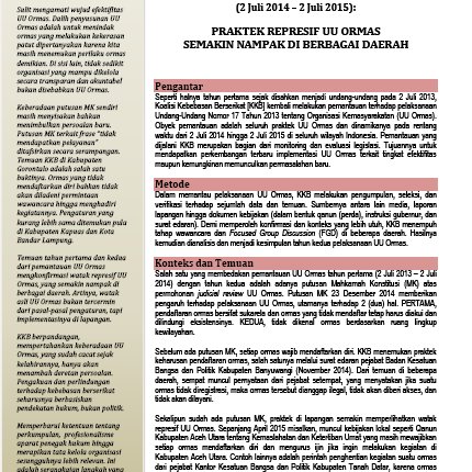 KKB Laporan Tahun Kedua Pelaksanaan UU Ormas