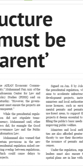 2016-February-01-Jakarta Post-Infrastructure projects-