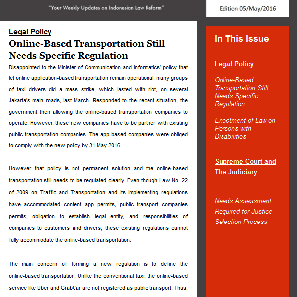Law Reform Weekly Digest Edition 05-May-2016