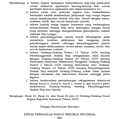 RUU Ibadah haji dan umroh