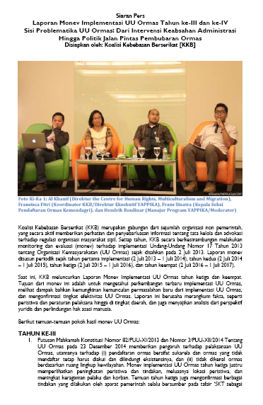 Siaran Pers KKB Monev RUU Ormas