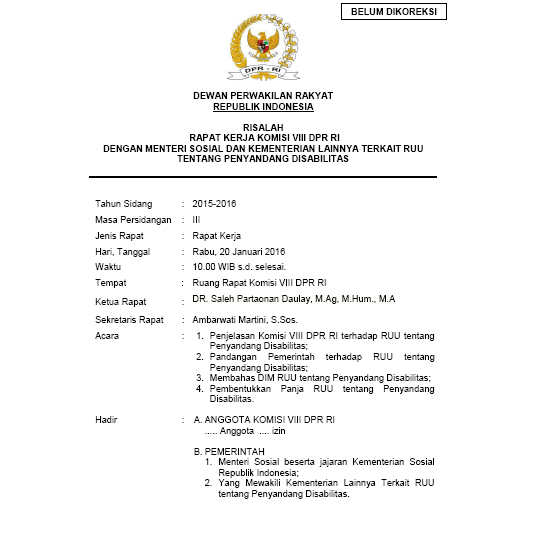 Risalah Rapat-RUU Disabilitas