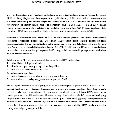 Siaran Pers RUU Ormas-Tumpang tindih pendataan OMS